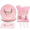 144 Piece Oh Deer Party Decorations for Girl Baby Shower, Woodland Theme Plates, Napkins, Cups, Cutlery (Serves 24)